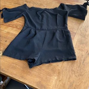 Off the shoulder black romper